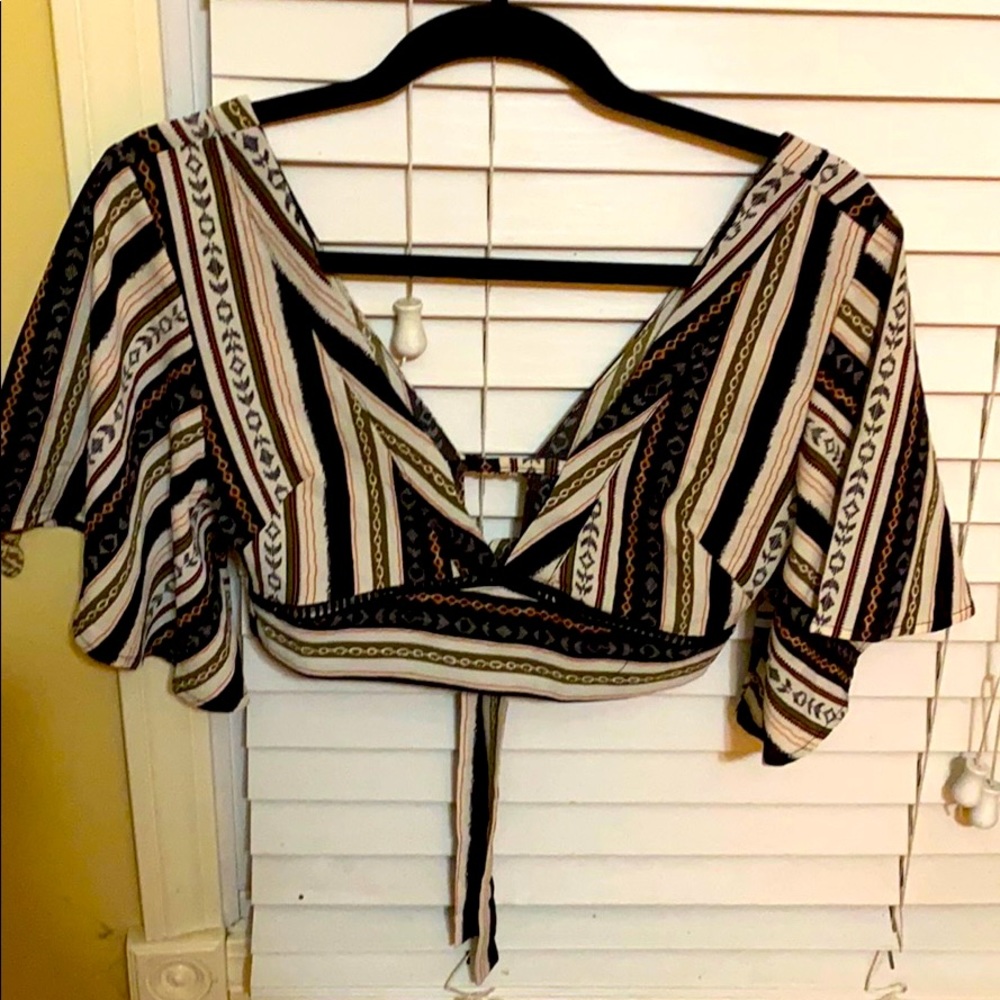Tribal midriff crop top
